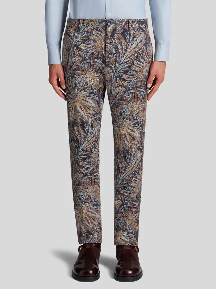 Men Jersey Jacquard Trousers Etro Trousers