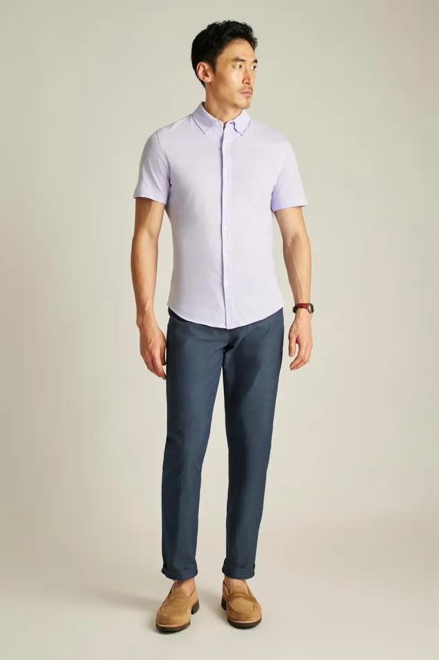 Men Jersey Riviera Shirt Soft Lilac Feeder Stripe Bonobos Short Sleeve Shirts