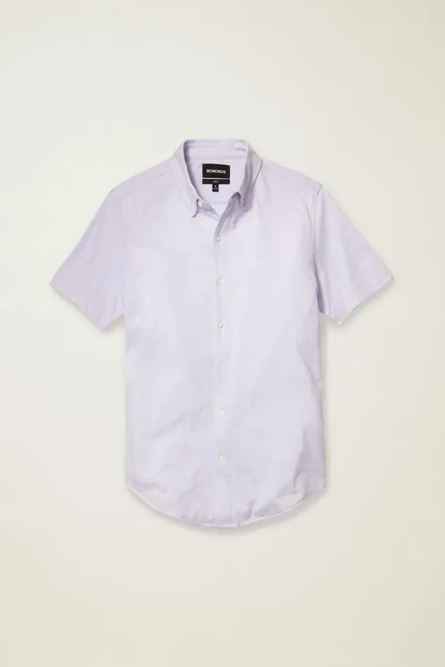 Men Jersey Riviera Shirt Soft Lilac Feeder Stripe Bonobos Short Sleeve Shirts