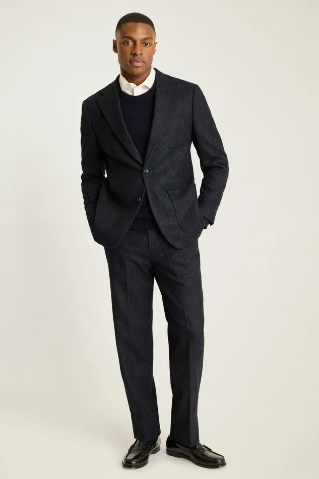 Men Jetsetter British Tweed Suit Navy Blue Bonobos Suits