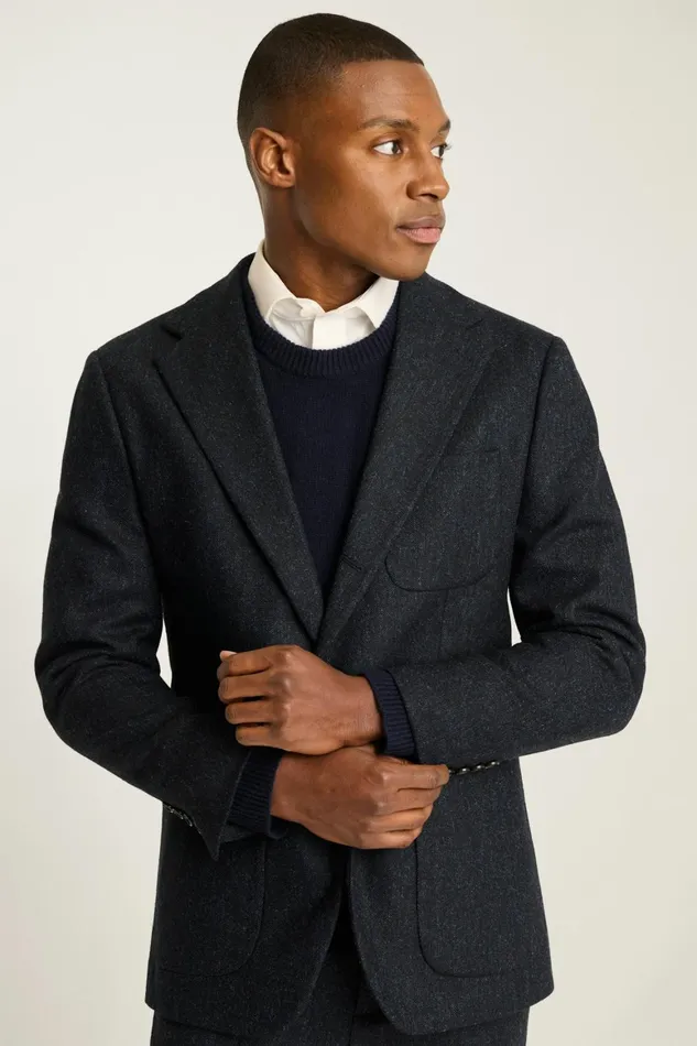 Men Jetsetter British Tweed Suit Navy Blue Bonobos Suits