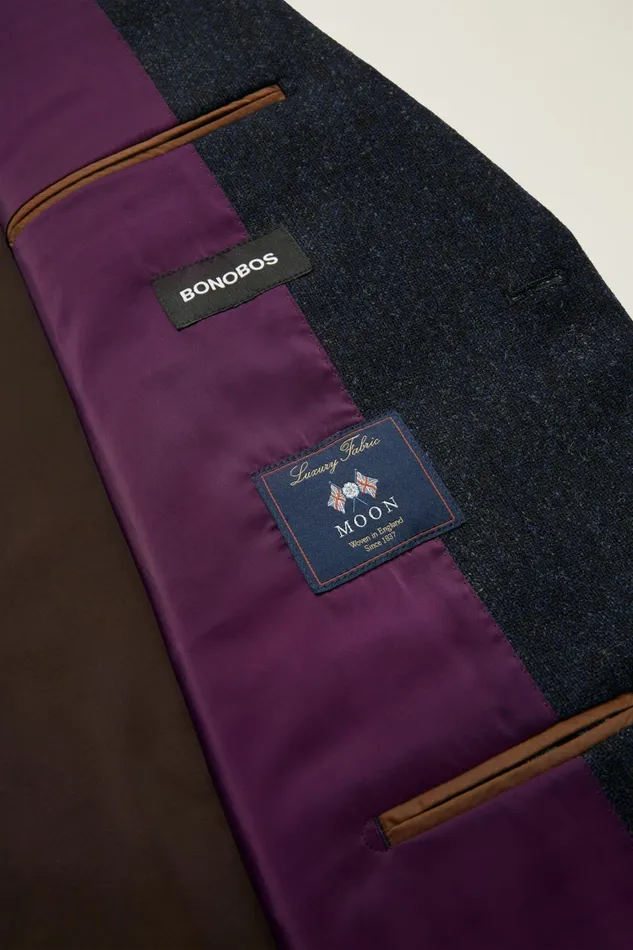 Men Jetsetter British Tweed Suit Navy Blue Bonobos Suits