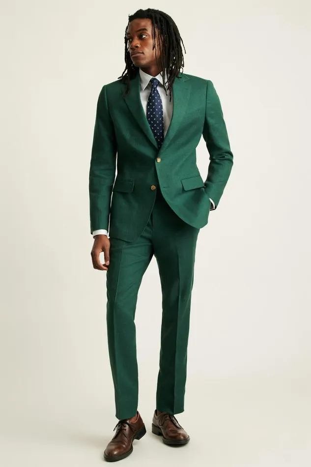 Men Jetsetter Italian Linen Suit Mineral Green Bonobos Suits