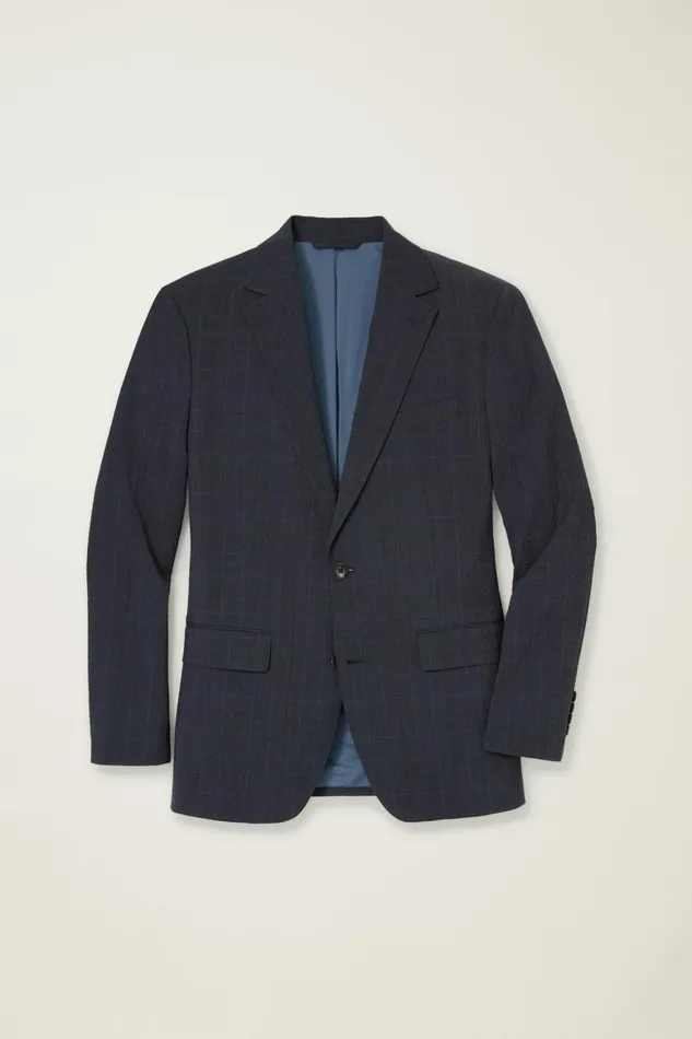 Men Jetsetter Italian Seersucker Blazer Navy Purple Glen Plaid Bonobos Blazers and Sport Coats