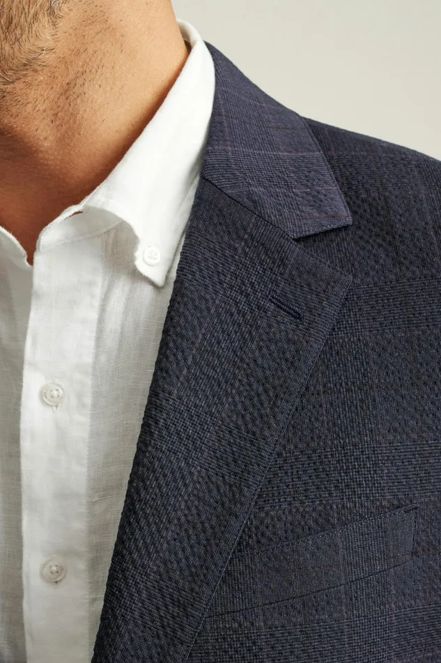 Men Jetsetter Italian Seersucker Blazer Navy Purple Glen Plaid Bonobos Blazers and Sport Coats