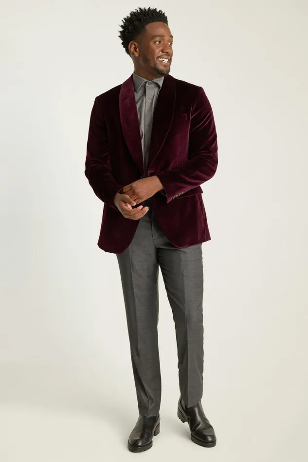 Men Jetsetter Italian Velvet Blazer Cabernet Bonobos Blazers and Sport Coats