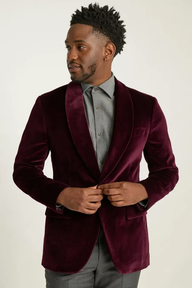 Men Jetsetter Italian Velvet Blazer Cabernet Bonobos Blazers and Sport Coats