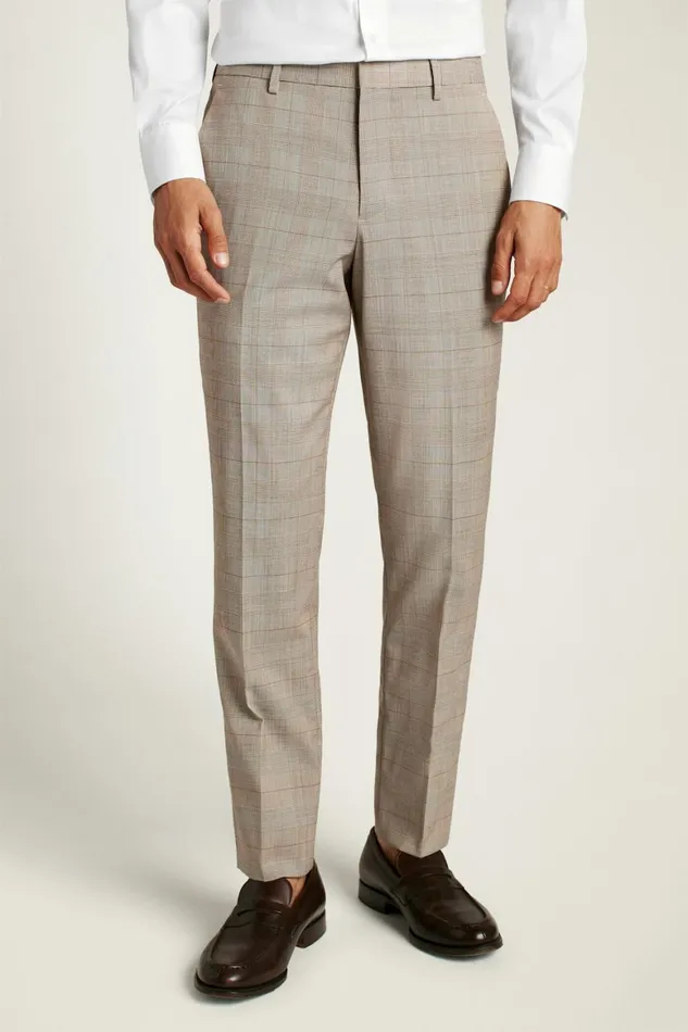 Men Jetsetter Italian Wool Dress Pant Tan Plaid Bonobos Dress Pants