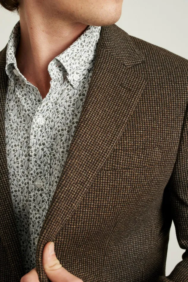 Men Jetsetter Knit Blazer Chocolate Brown Houndstooth Bonobos Blazers and Sport Coats