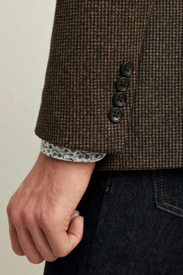Men Jetsetter Knit Blazer Chocolate Brown Houndstooth Bonobos Blazers and Sport Coats