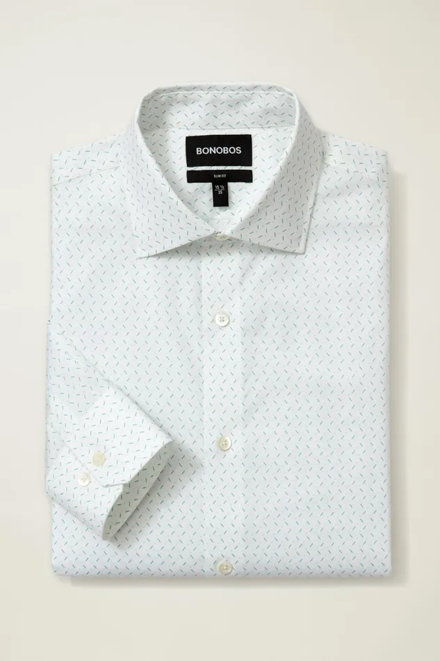 Men Jetsetter Stretch Dress Shirt Blue Dotted Line Geo Bonobos Business Casual Shirts