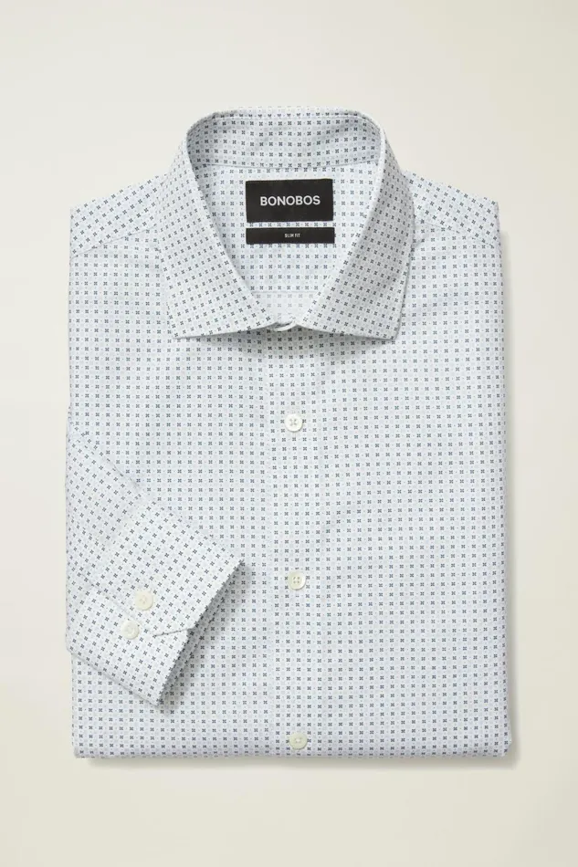 Men Jetsetter Stretch Dress Shirt Navy Geo Bonobos Business Casual Shirts