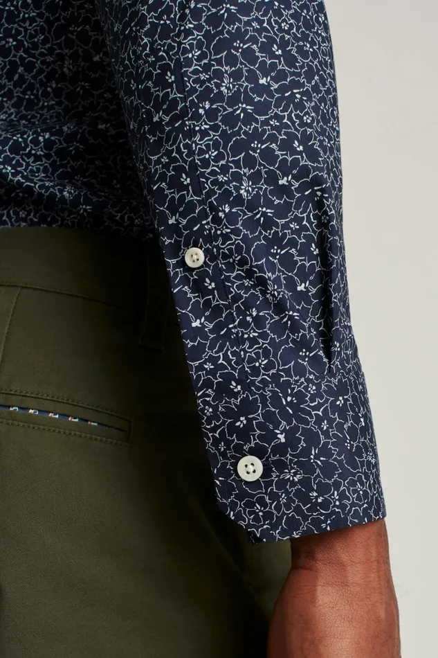 Men Jetsetter Stretch Dress Shirt Navy Steel Floral Bonobos Business Casual Shirts