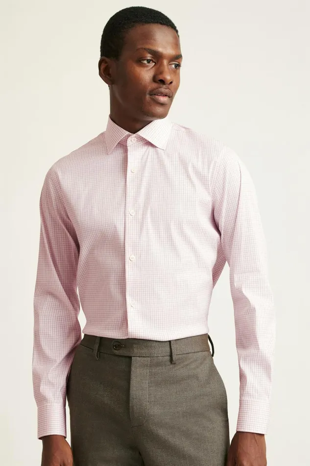 Men Jetsetter Stretch Dress Shirt Pink And White Plaid Bonobos Business Casual Shirts
