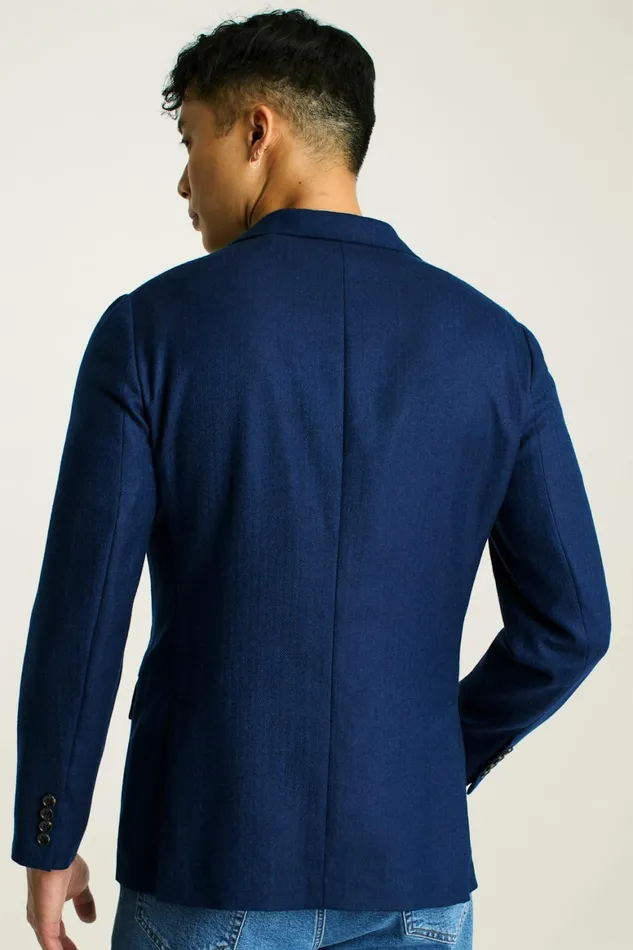 Men Jetsetter Unconstructed Blazer Blue Herringbone Bonobos Blazers and Sport Coats