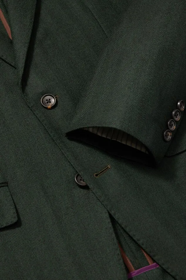 Men Jetsetter Unconstructed Blazer Emerald Green Herringbone Bonobos Blazers and Sport Coats