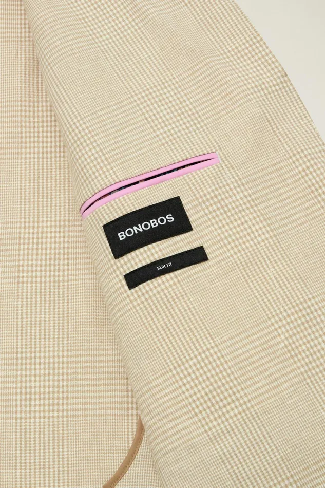 Men Jetsetter Unconstructed Blazer Light Sand Check Bonobos Blazers and Sport Coats