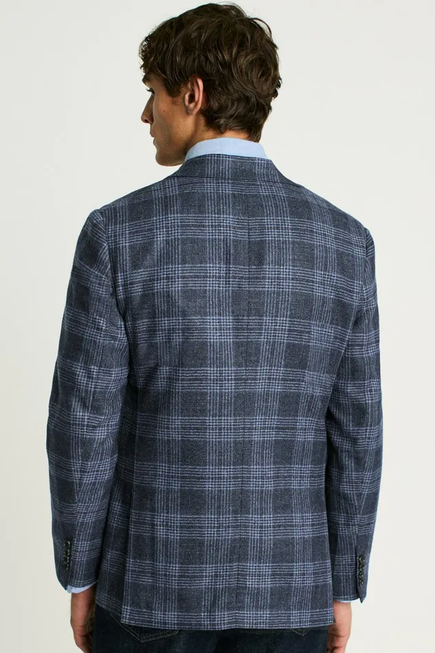 Men Jetsetter Unconstructed Blazer Navy Glen Check Bonobos Blazers and Sport Coats