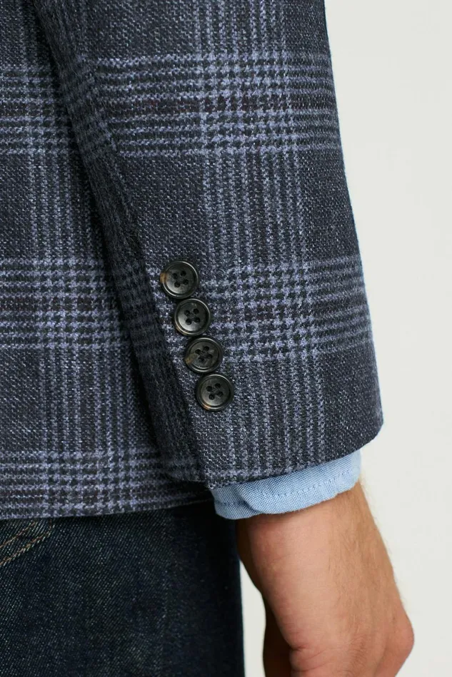 Men Jetsetter Unconstructed Blazer Navy Glen Check Bonobos Blazers and Sport Coats
