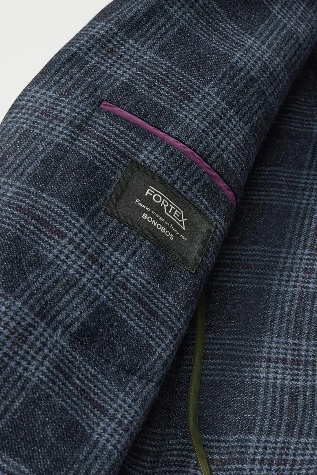 Men Jetsetter Unconstructed Blazer Navy Glen Check Bonobos Blazers and Sport Coats