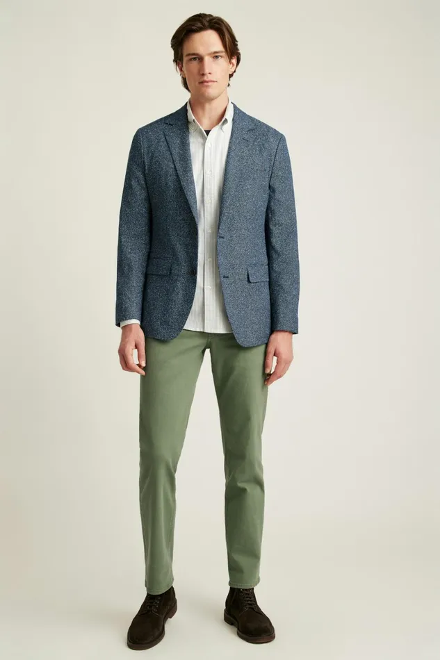 Men Jetsetter Unconstructed Italian Blazer Navy Donegal Bonobos Blazers and Sport Coats