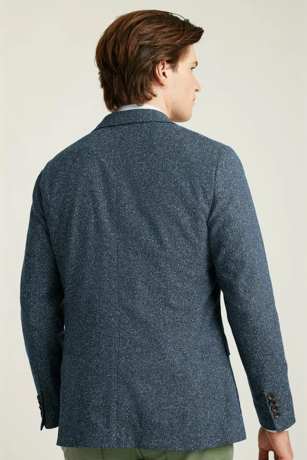 Men Jetsetter Unconstructed Italian Blazer Navy Donegal Bonobos Blazers and Sport Coats