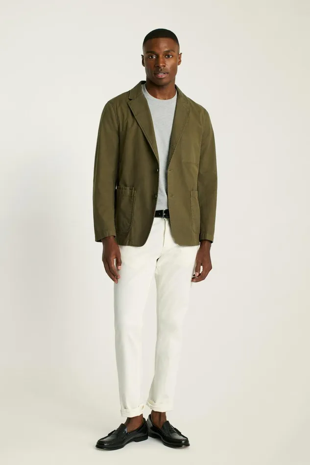 Men Jetsetter Washed Cotton Blazer Olive Bonobos Blazers and Sport Coats
