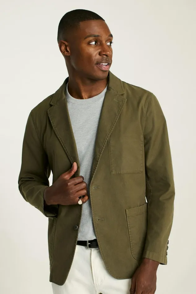 Men Jetsetter Washed Cotton Blazer Olive Bonobos Blazers and Sport Coats
