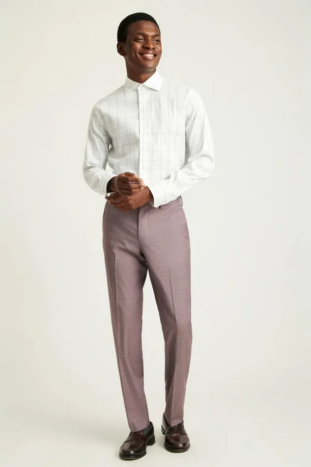 Men Jetsetter Wool Dress Pant Mauve Sharkskin Bonobos Dress Pants