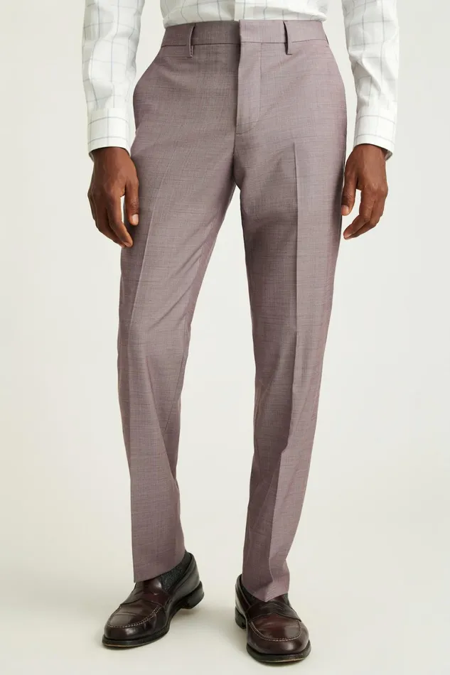Men Jetsetter Wool Dress Pant Mauve Sharkskin Bonobos Dress Pants