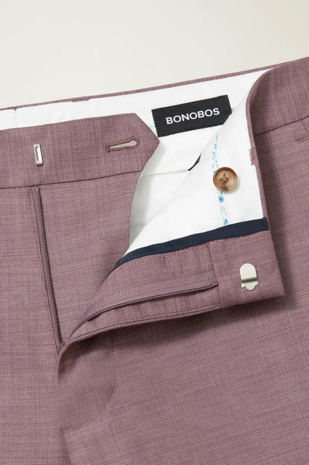 Men Jetsetter Wool Dress Pant Mauve Sharkskin Bonobos Dress Pants