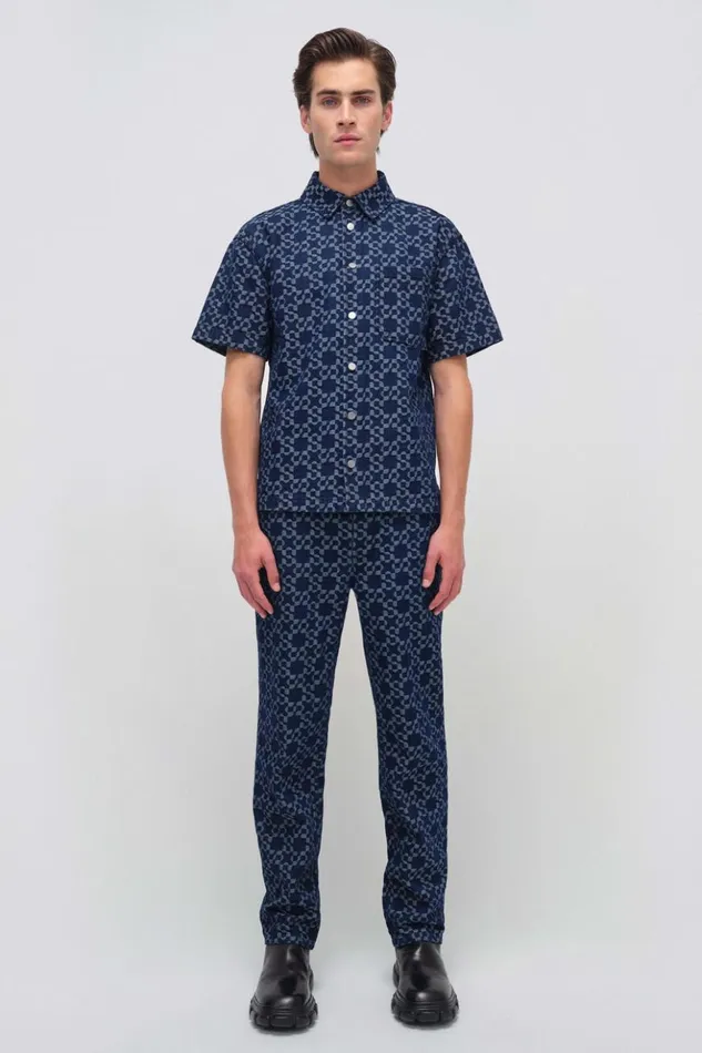 Men Jonas Shirt Indigo Combo Jonathan Simkhai Tops and TShirts