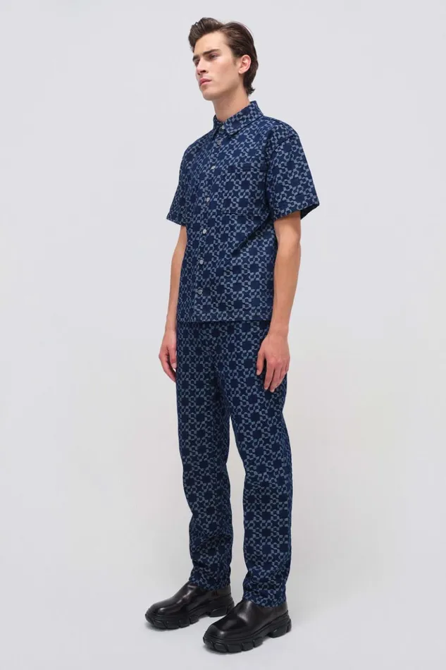 Men Jonas Shirt Indigo Combo Jonathan Simkhai Tops and TShirts