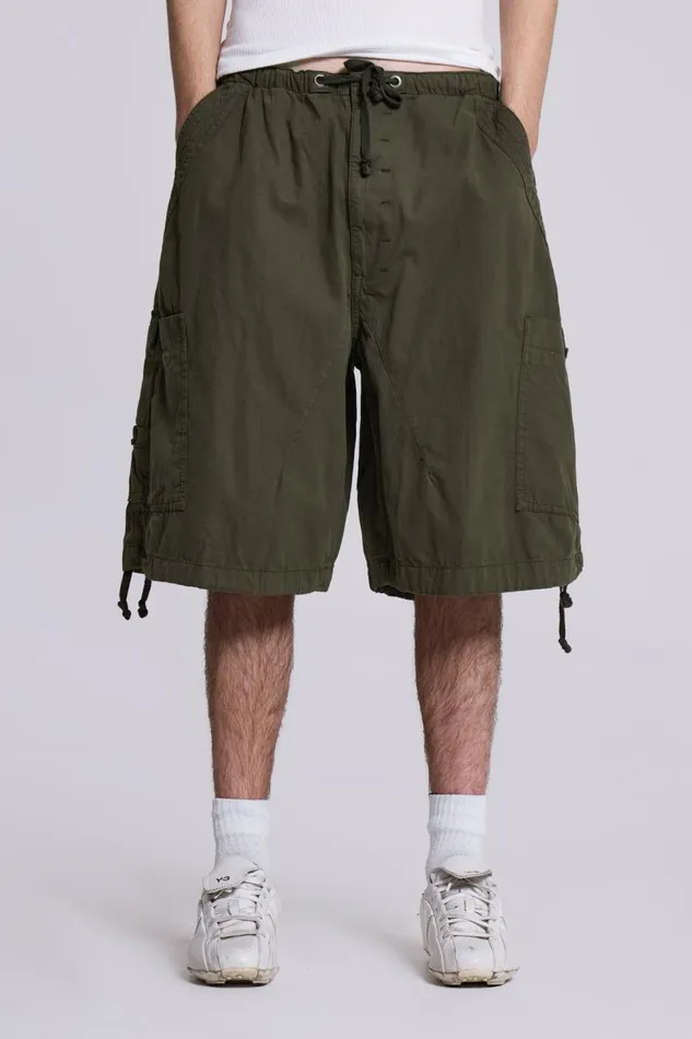 Men Khaki Oversized Cargo Shorts Jaded London Shorts and Jorts