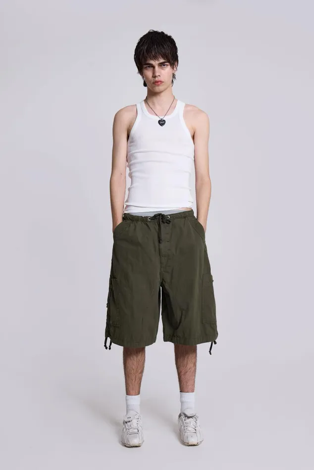 Men Khaki Oversized Cargo Shorts Jaded London Shorts and Jorts