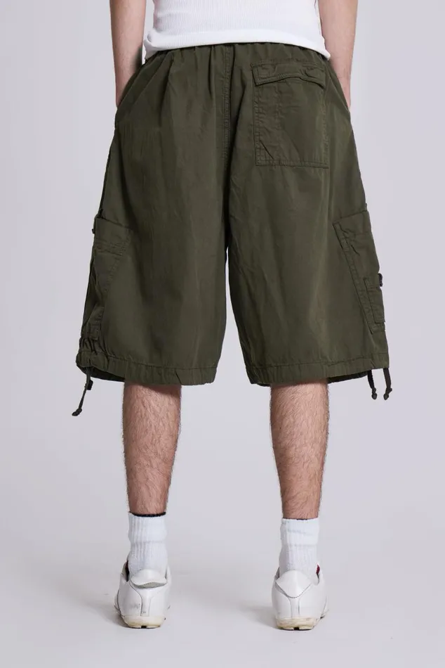 Men Khaki Oversized Cargo Shorts Jaded London Shorts and Jorts