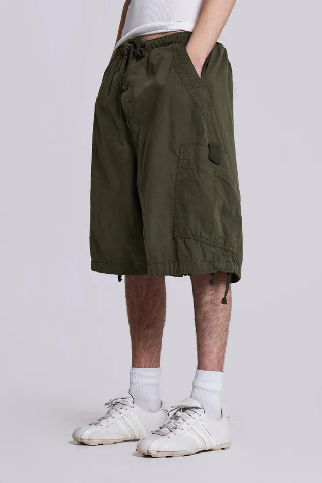 Men Khaki Oversized Cargo Shorts Jaded London Shorts and Jorts