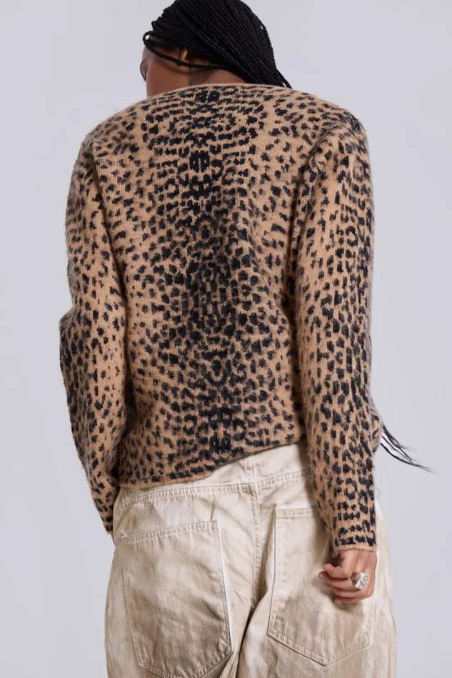 Men Leopard Chuck Cardigan Jaded London Knitwear