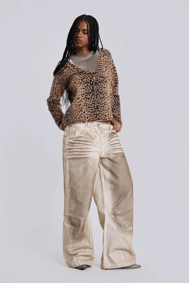 Men Leopard Chuck Cardigan Jaded London Knitwear