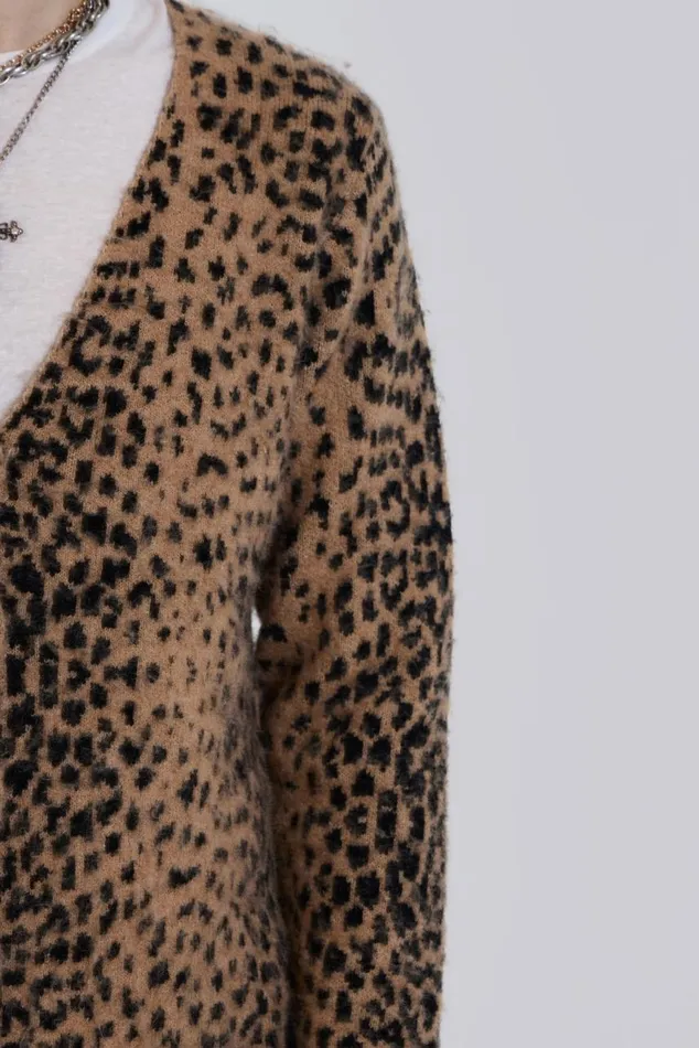 Men Leopard Chuck Cardigan Jaded London Knitwear