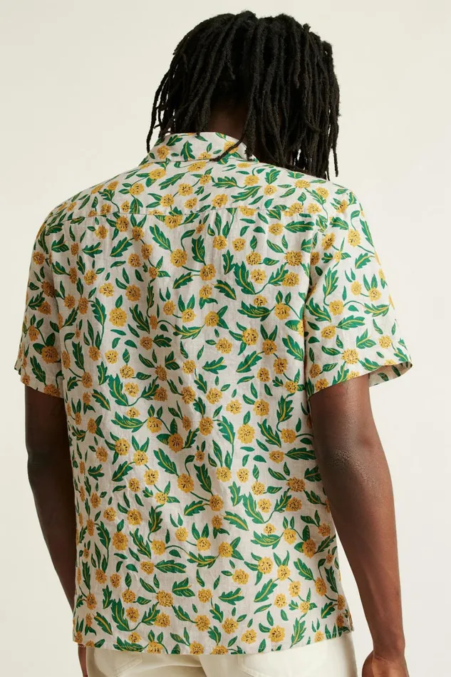 Men Linen Riviera Cabana Shirt Wild Dandelions Bonobos Casual Shirts