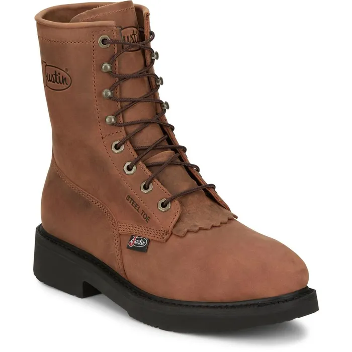 MEN Livestock 8 Steel Toe Aged Brown Justin Boots Work