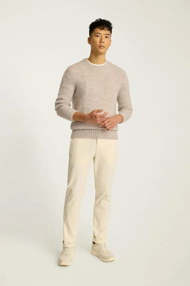 Men Luxe Mohair Sweater Heather Grey Oat Bonobos Crew and VNeck Sweaters