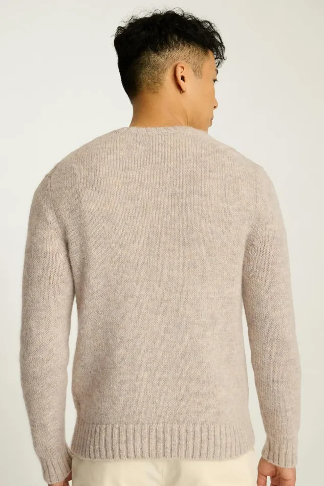Men Luxe Mohair Sweater Heather Grey Oat Bonobos Crew and VNeck Sweaters