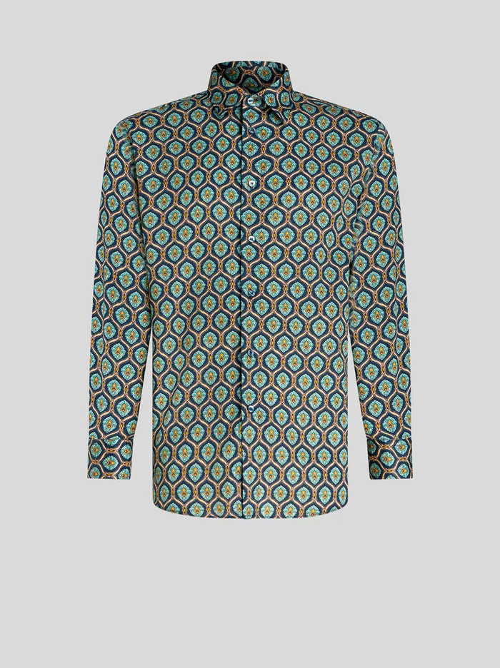 Men Macro Tie Print Shirt Etro Shirts