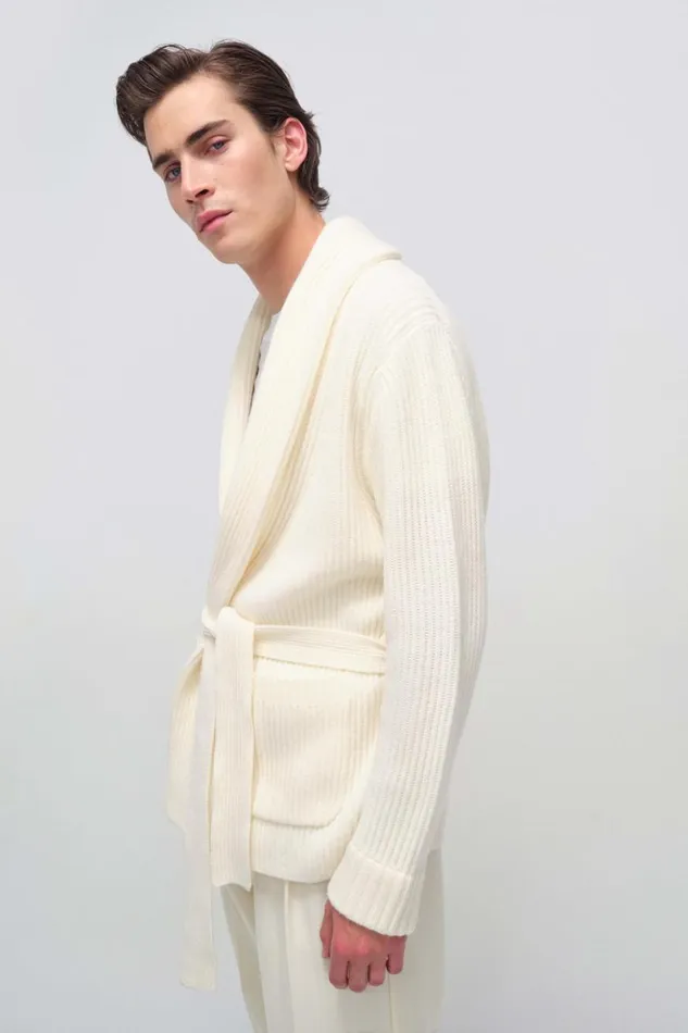 Men Nicolai Cardigan Ivory Jonathan Simkhai Knitwear