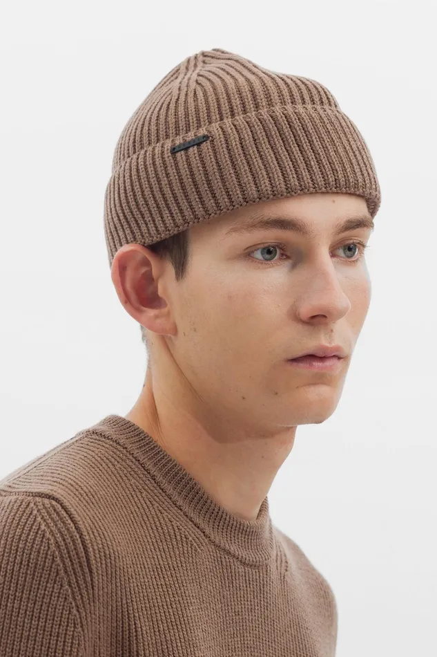 Men Norse Projects Beanies Hybrid Rib Beanie Stretch Wool Ecru