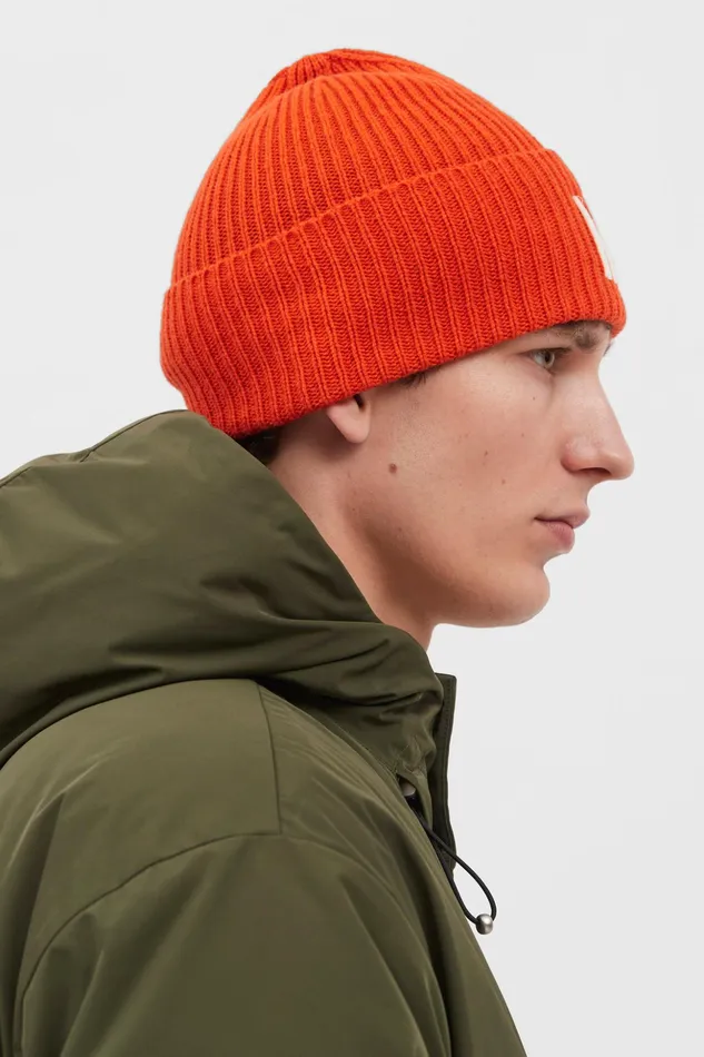 Men Norse Projects Beanies Merino Lambswool Rib N Logo Beanie Truffle