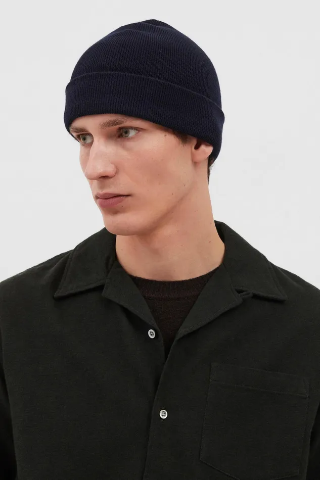 Men Norse Projects Beanies Wool Cotton Rib Beanie Camel