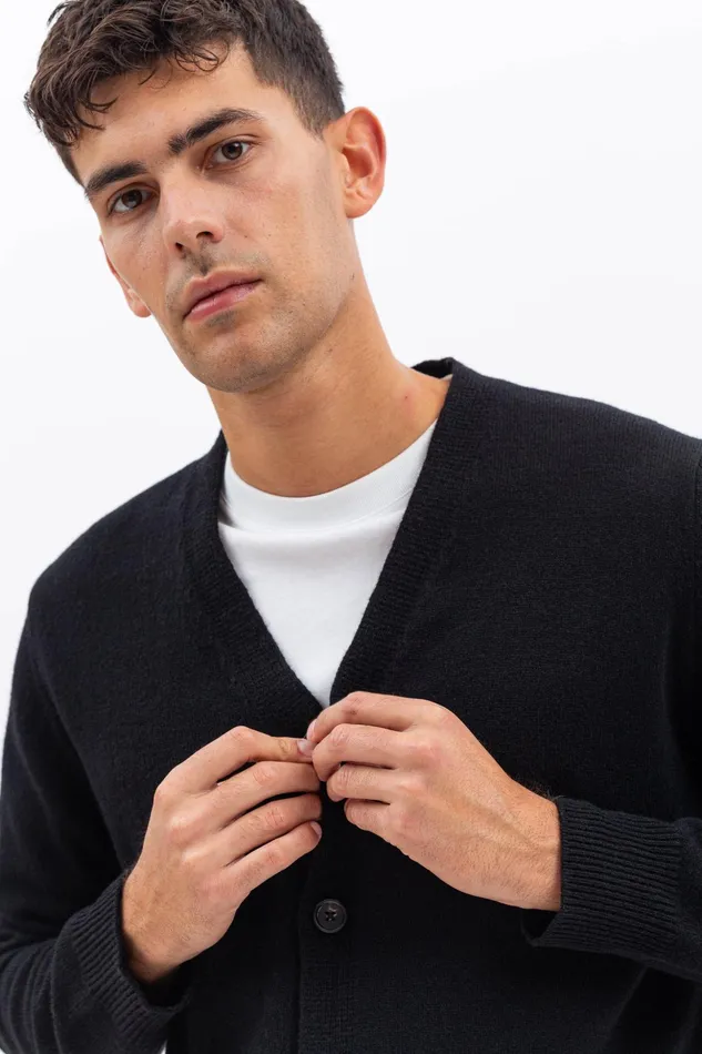 Men Norse Projects Knitwear Adam Merino Lambswool Cardigan Black